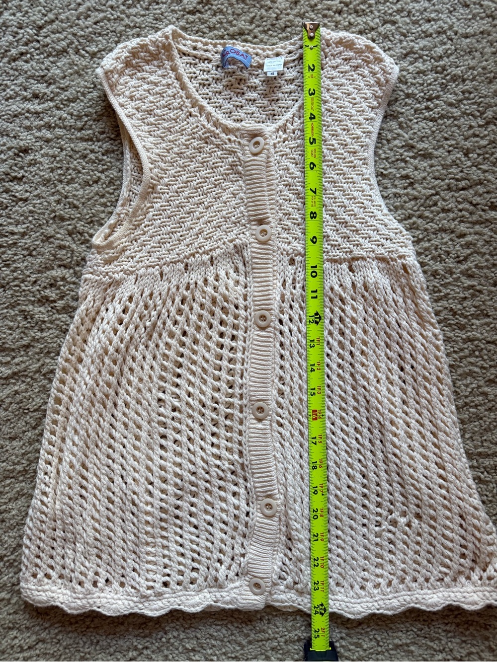 Acrobat Cream Openwork Knit Button-Front Top - Picture 4 of 6